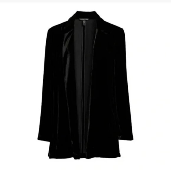 Eileen Fisher Womens Black Open Face Jacket Blazer‎ Velvet Women's Size Large - Picture 1 of 11